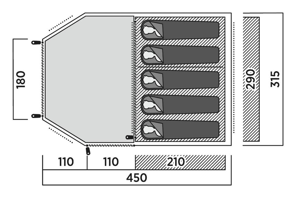 Easy Camp Hidra 4 Tunnelzelt für 4 Personen, Grün | Easy Camp