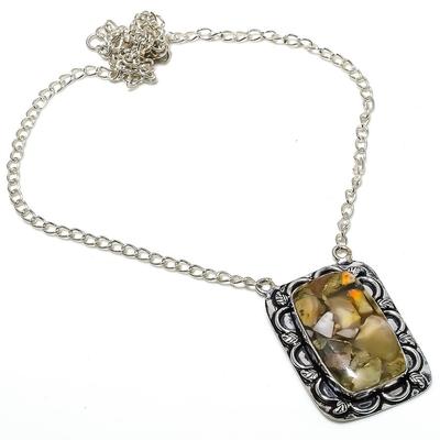Natural Bumble Bee Jasper Gemstone 925 Sterling Silver Gift Necklace 18" U2s14