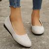 Women's Shoes Flat Heel Shallow Mouth Mother Shoes Flat Bottom Rhinestone Round Head Single Shoes Women