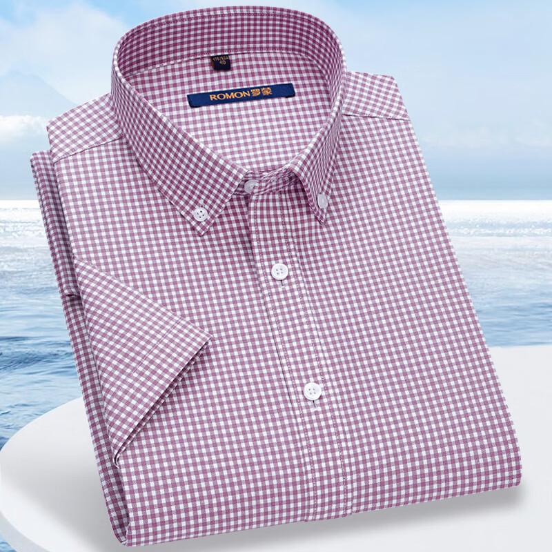 Luomeng Men's Xinjiang Cotton Plaid Short-Sleeve Business Shirt