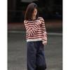 DeMana Women's Classic Stripe Round Neck Knit Sweater