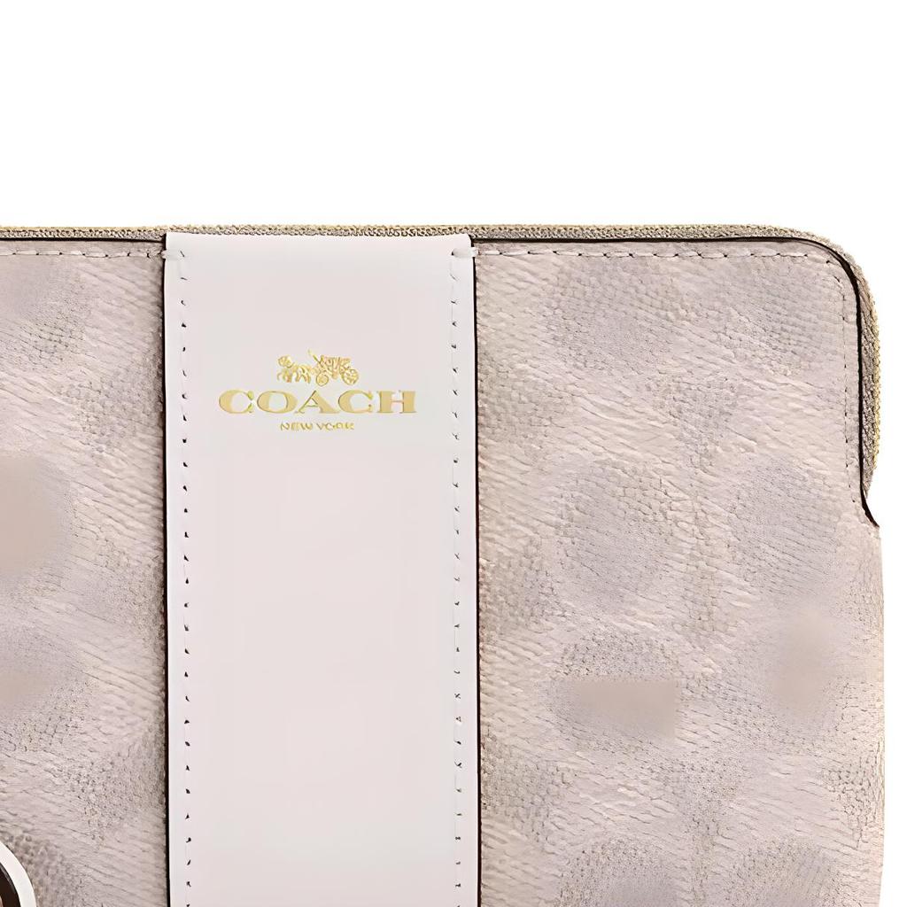 Coach 15 Brand Logo Zipper Closure Coated Canvas Mini Clutch Women clutch Chalk Multicolor CW854-IMXDM