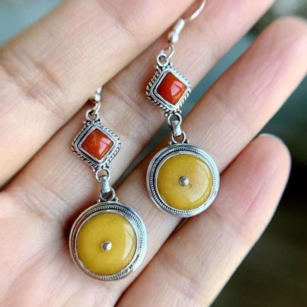 Retro Tibetan Earrings Ethnic Style Versatile Nepalese Niche Earrings Jewelry Stud Earrings Women