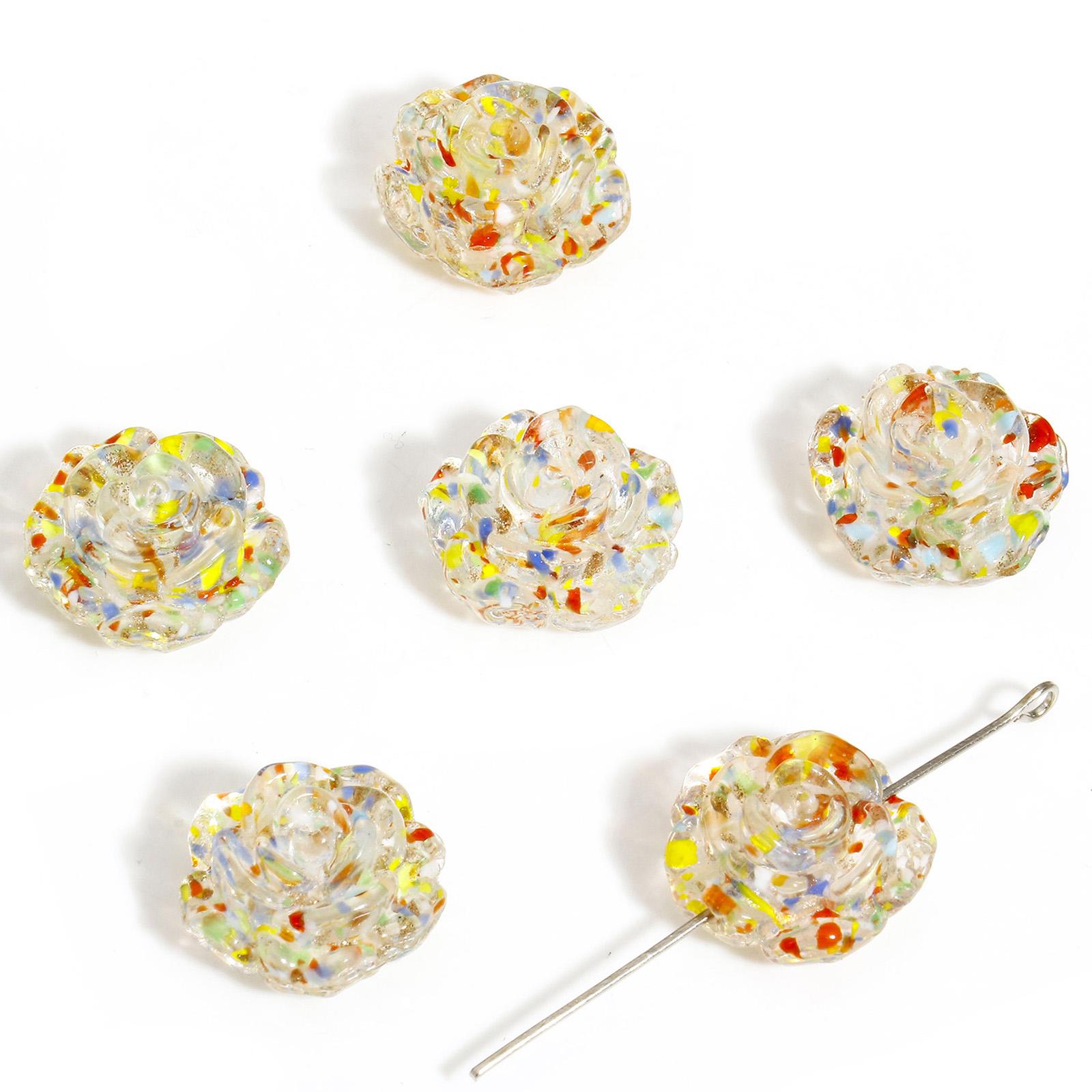 

2PCs Lampwork Glass Rose Flower Beads Translucent Flower Beads For Jewelry Making Diy Necklace Bracelets Accessories 18x18mm різнокольоровий