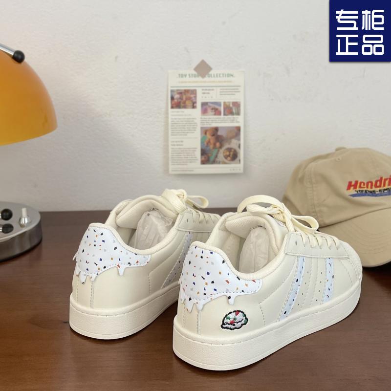 Niche shell head skateboard shoes women's 2025 autumn new cream sports shoes ins trendy leather white shoes