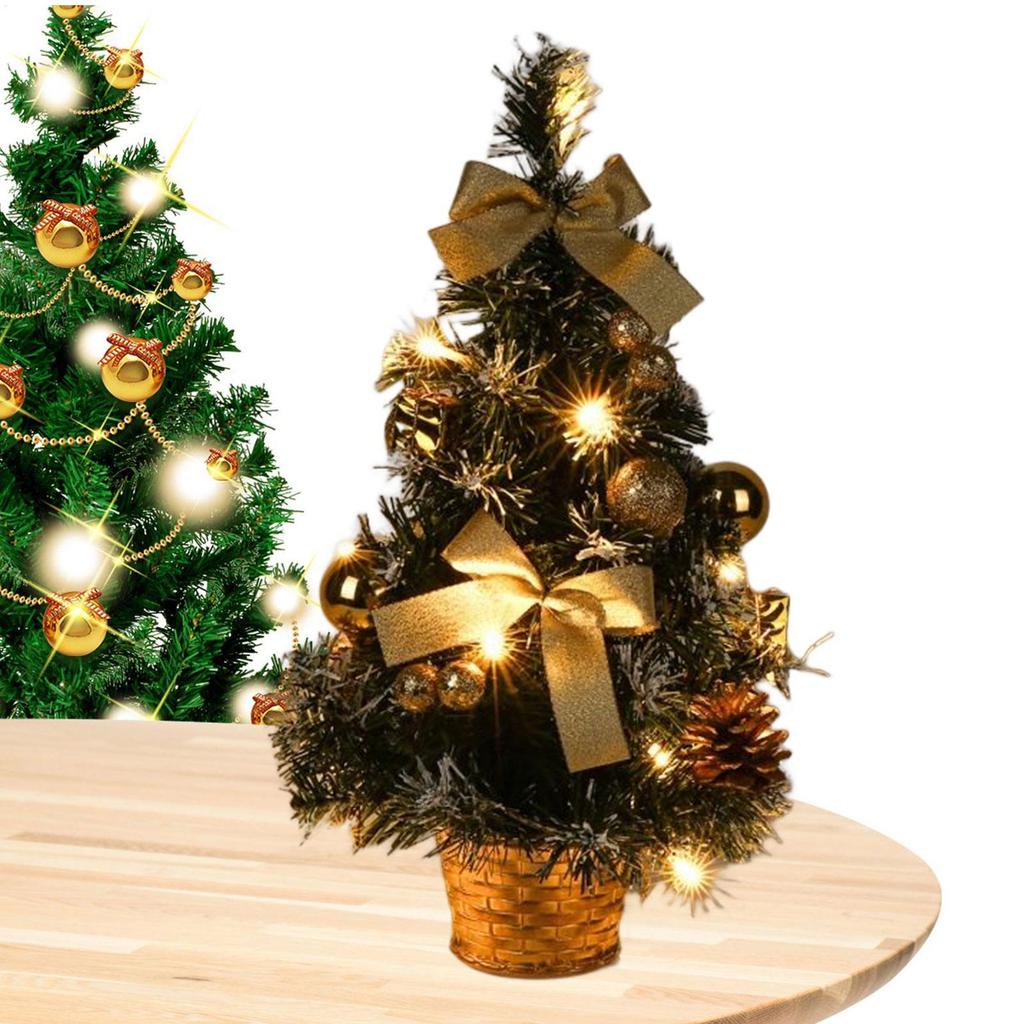 Mini Árvore de Natal para Decoração de Mesa pequena Árvore de Natal Com Luzes Árvore de Natal Espessa Neve Geada para decoração de casa