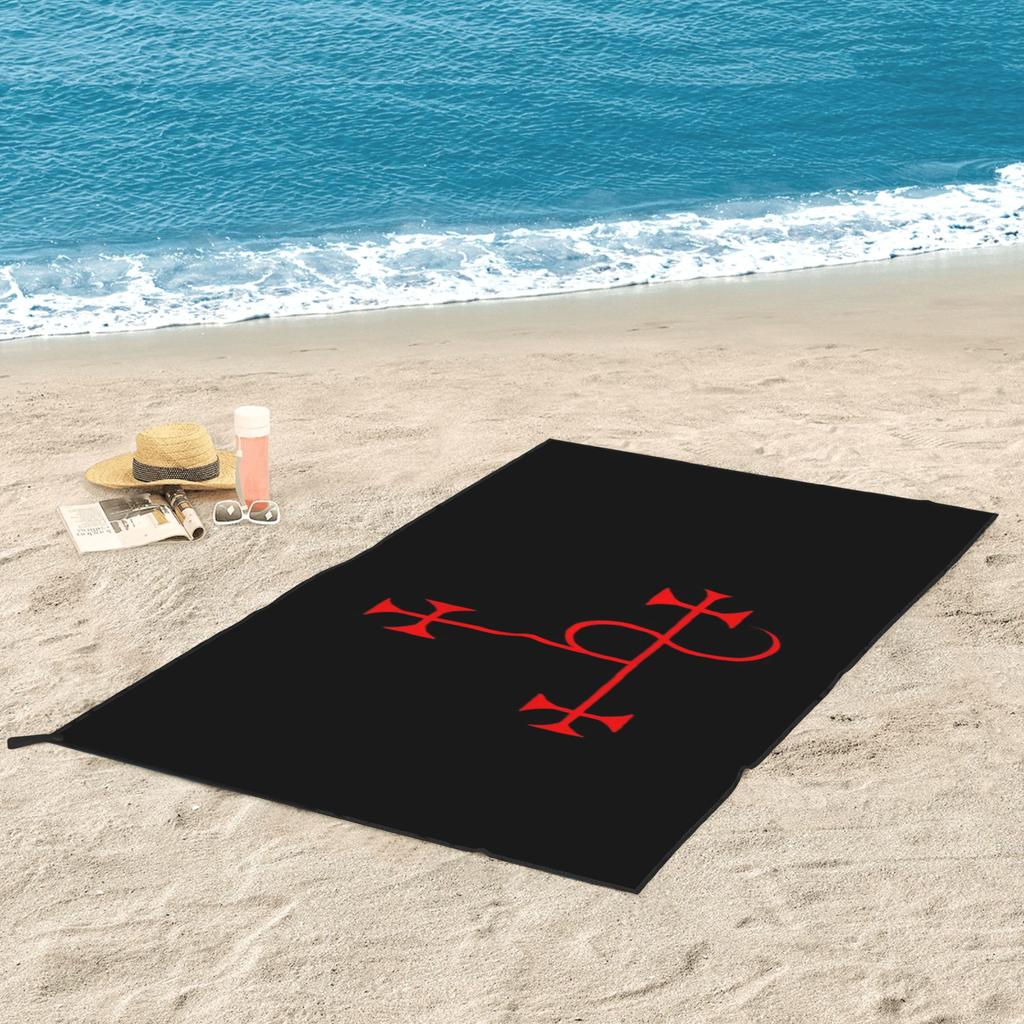 Lilith - Goetia Style Sigil - Uncircled (Red) Poster Beach Towel Soft Microfiber Quick Dry Absorbent Quick Towels For Bath