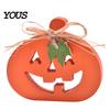 Durable Painted Wood Decor Halloween Indoor Wooden Pumpkin Table Sign, Spooky Tabletop Block Small Fall Signs Tiered Tray Centerpiece for Office Home