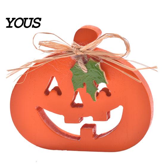 Durable Painted Wood Decor Halloween Indoor Wooden Pumpkin Table Sign, Spooky Tabletop Block Small Fall Signs Tiered Tray Centerpiece for Office Home