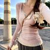 European & Southeast Asian Lace Slim-Fit Floral Long-Sleeve T-shirt