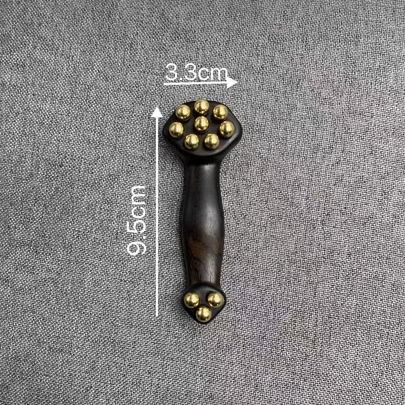 Double Ended Facial Fascia Lifting Tool With 11 Brass Gold Bead Sandalwood Cheek Eyes Beauty Massage Gua Sha Stick Point Relax