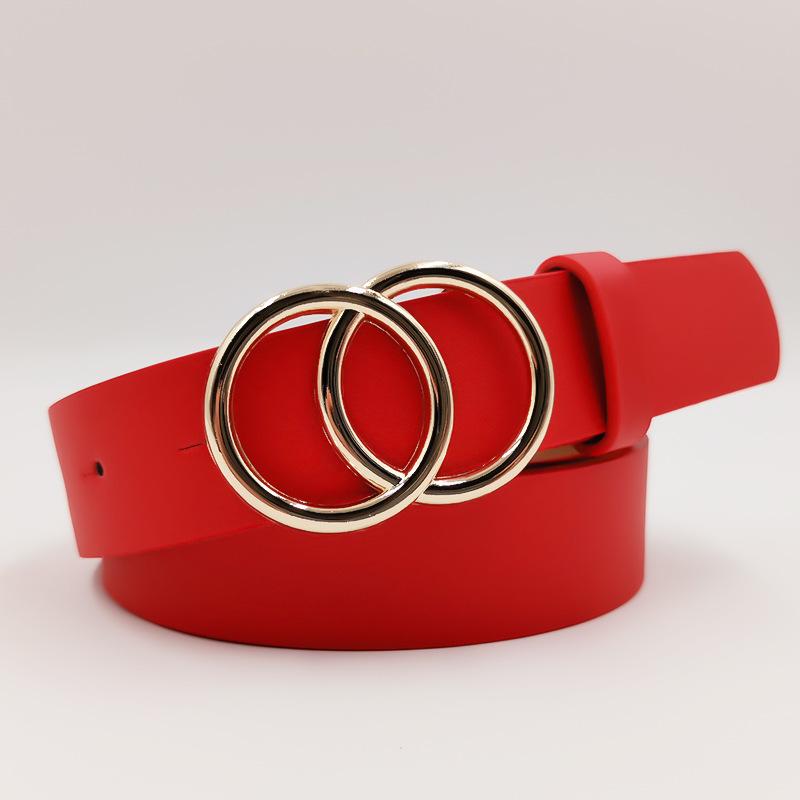 

Creative Women s Gold Double Round Buckle Belt, Versatile Fashion Jeans Casual Trousers Belt for Women 105cm