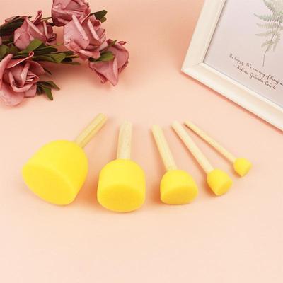 Wooden Handle Sponge Paintbrush Set for Kids - Finger Stamps & Multiple Specifications