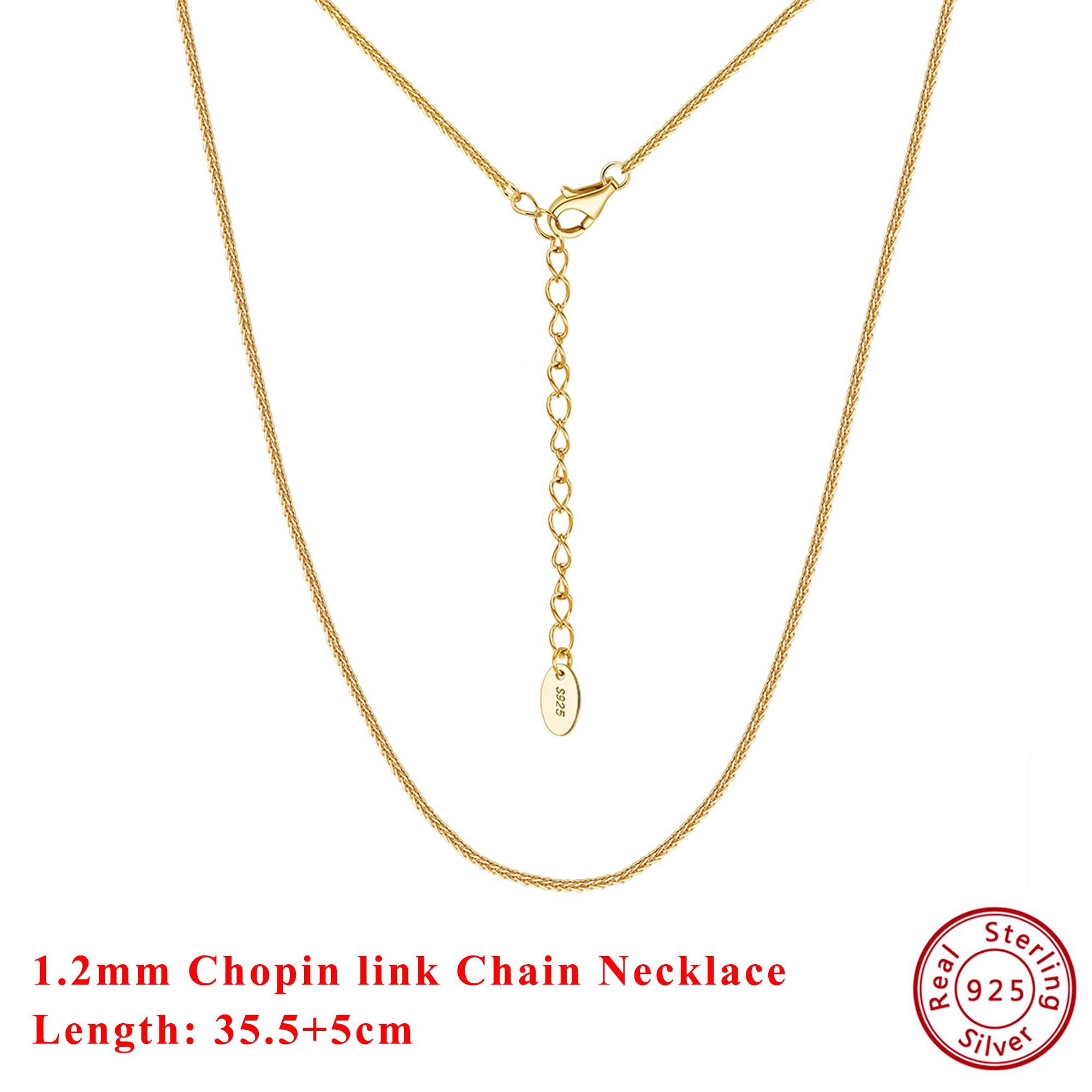

Effie Queen 925 Sterling Silver 14K Gold Chopin Link Chain Choker Minimalism Style Collares Necklace Unisex Design Present SC82 40cm