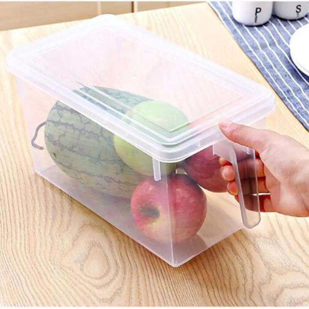 Durable Plastic Kitchen Fridge Rack Holder Clear 5L Cupboard Drawer Organizer Storage Bin Fridge Organizer