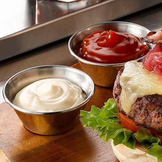 (Pack of 12) 1.5 oz Sauce Cups, Stainless Steel Condiment Cups / Portion Cups