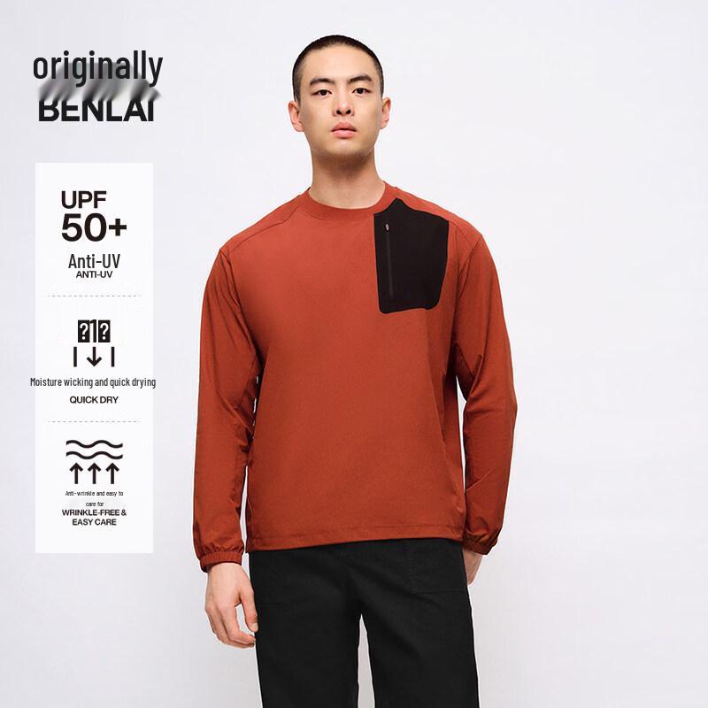 

Benlai Men s 2025 Spring Anti-Wrinkle Quick-Dry Sun Protection Crew Neck Sweatshirt M