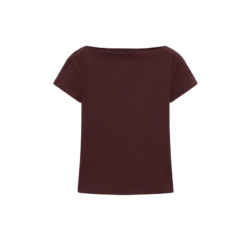 MD Summer New Arrival Women's Clothing American Casual Comfortable Cotton off-Neck Rib Short Sleeve T-shirt Top 6809107