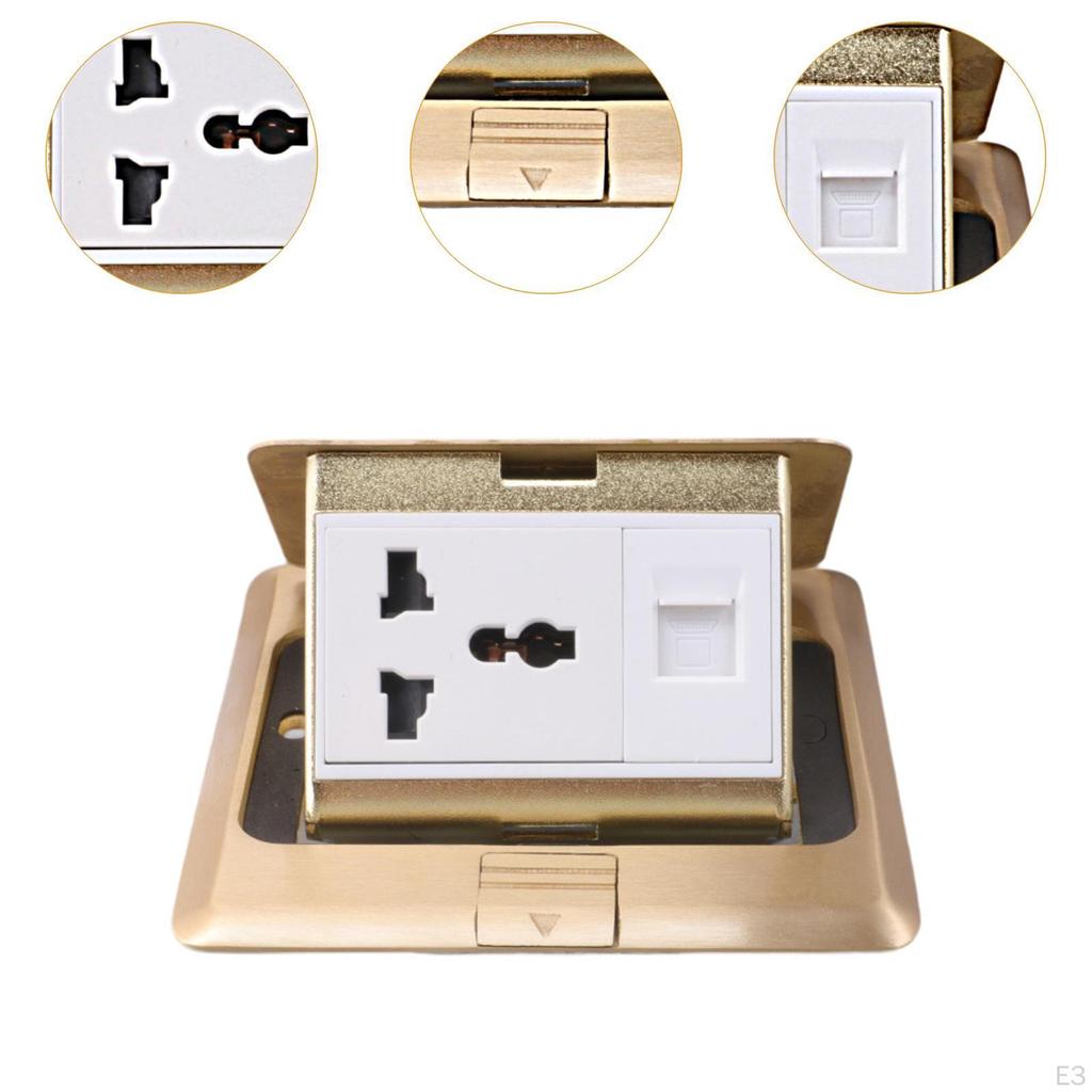 Floor Box Electrical Outlet Kit Household Copper Home Office Charging Station Countertop Tamper