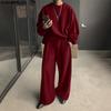 INCERUN Pullover Oversize Autunnali da Uomo a Manica Lunga Pantaloni Lunghi Casual Set da Due Pezzi Outfit