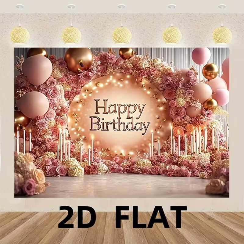 2D Colorful Graffiti Birthday Backdrop Banner with Boombox & Music Notes