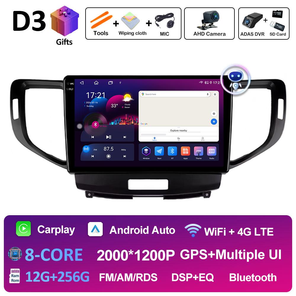 Android Auto Wireless Carplay For Honda Accord 8 2008 2009 2010 2011 2012 GPS Navi 2.5D Touch Screen Cooling Fan Auto Tools WIFI