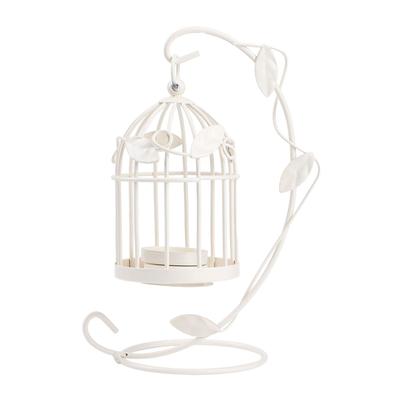 Innovativo Portacandela Gabbia Vuota Foglie di Ferro Appeso Candeliere Decorazione Domestica Bianco