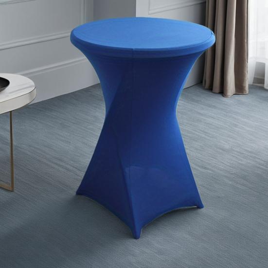 Yousheng Cocktail Table Cover Solid Color Design High Elastic Oil-Proof Universal Fit Simple Installation Round High Top Table Cloth