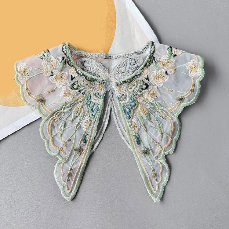 Embroidery Butterfly Flower Yunjian Shawl Decorative Pearl Tassels False Collar
