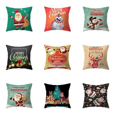 Merry Christmas Santa Claus Print Pattern Cushion Cover Home Living Room Sofa Decoration Square Pillow Pillow Cover