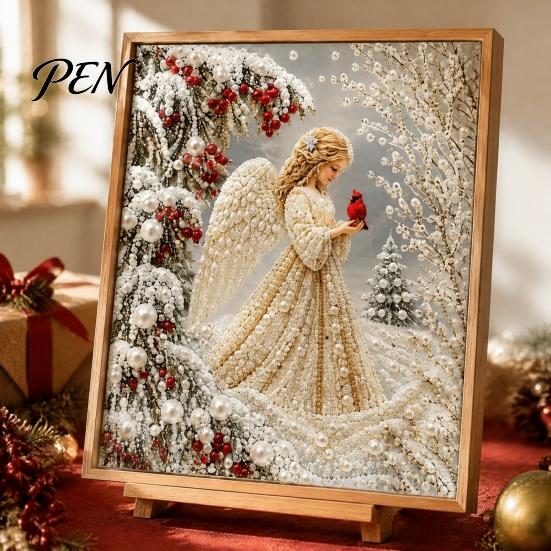 Crafting Kits for Kids Christmas Faux Pearl Painting Kit, Santa Reindeer DIY Art Decorative Crafts 3D Angel Wall Craft Kit Adults, Festive Home Decor