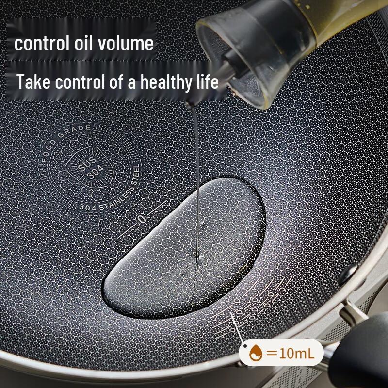 ASD 304 Stainless Steel Honeycomb Non-stick Wok