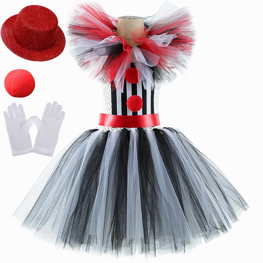 Clown Costumes Girls Halloween Tutu Dress Outfit Kids Christmas Party