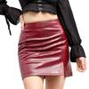 Damen Miniröcke PU Krokodilkorn Bodycon Hohe Taille Geteiltes Kurzes Kleid Schwarz Braun Kunstleder Slim Fit Elastischer Rock