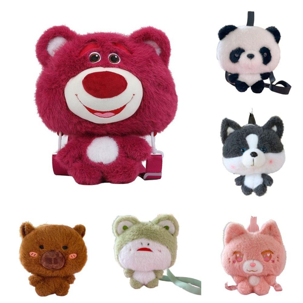 

Large Capacity Strawberry Bear Backpack Little Frog Panda Plush Bag Female/Lady/Girl