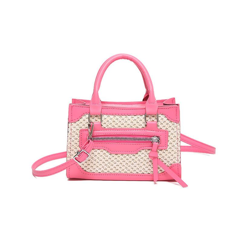 

Elegant Pu Straw Woven Handbag For Women Trendy Crossbody Bag Summer 2024 New Arrival рожевий червоний колір