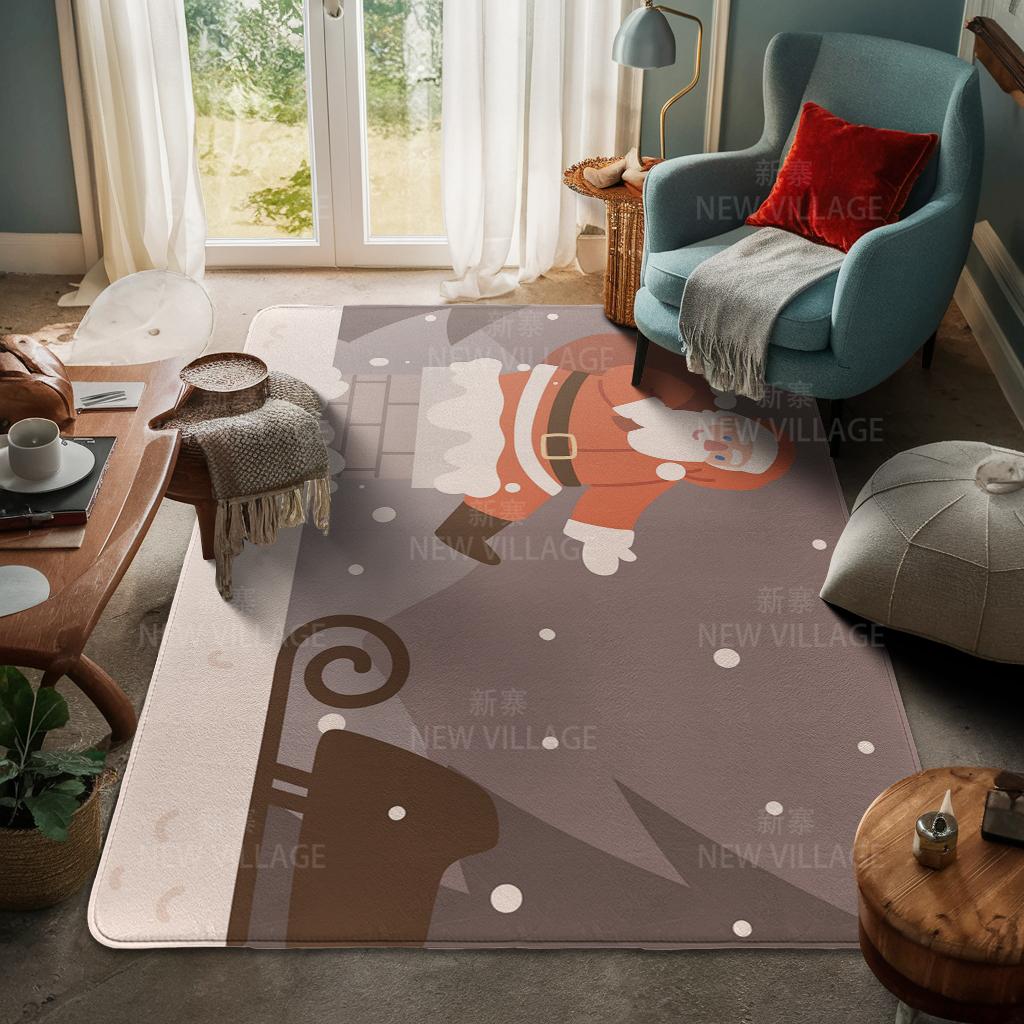 House Entrance Carpet Home Door Mat Living Room Bath Foot Bathroom Non-slip Water Absorption Rugs Bath Merry Christmas Winter