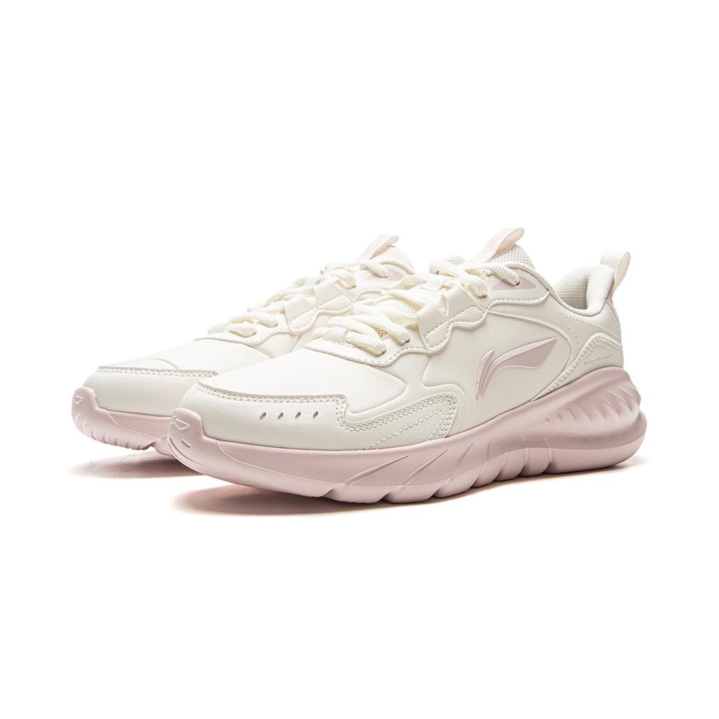 New LiNing Light Mist Cushioning, Wear Resistant Low Top Casual Running Shoes Women's White Pink ARSV076-2