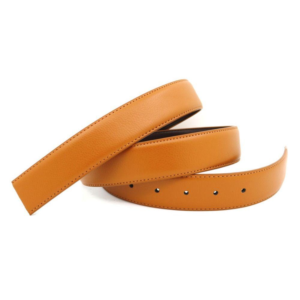 120cm Replacement No Buckle Belt Cowhide Pin Buckle Band Body Durable Genuine Leather Belt