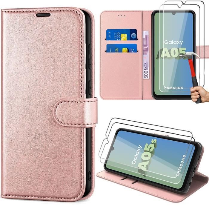 Coque de protection - Booling - pour Samsung Galaxy A05s - Rose - Antichoc - Support réglable