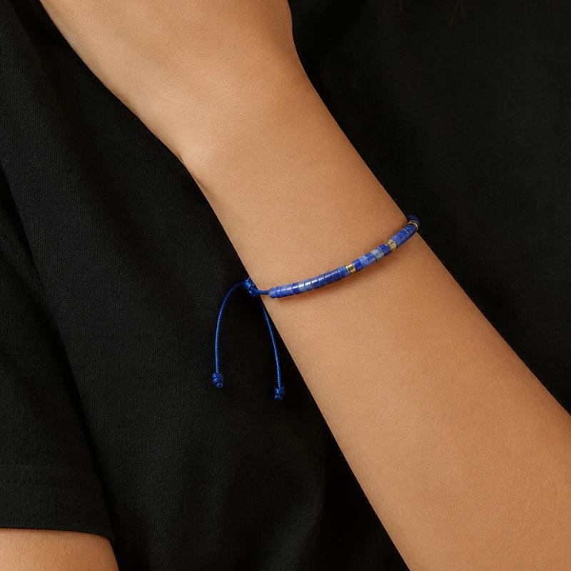 Adjustable Bohemian Lapis Lazuli Braided Bracelet – Natural Healing Gemstone, Calming Unisex Daily Gift