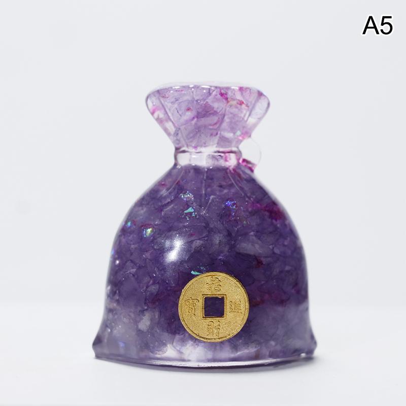 Lucky Money Bag Crystal Prosperity Money Pouch Resin Figurine Crushed Gemstone Money Sack Feng Shui Gift Home Decor