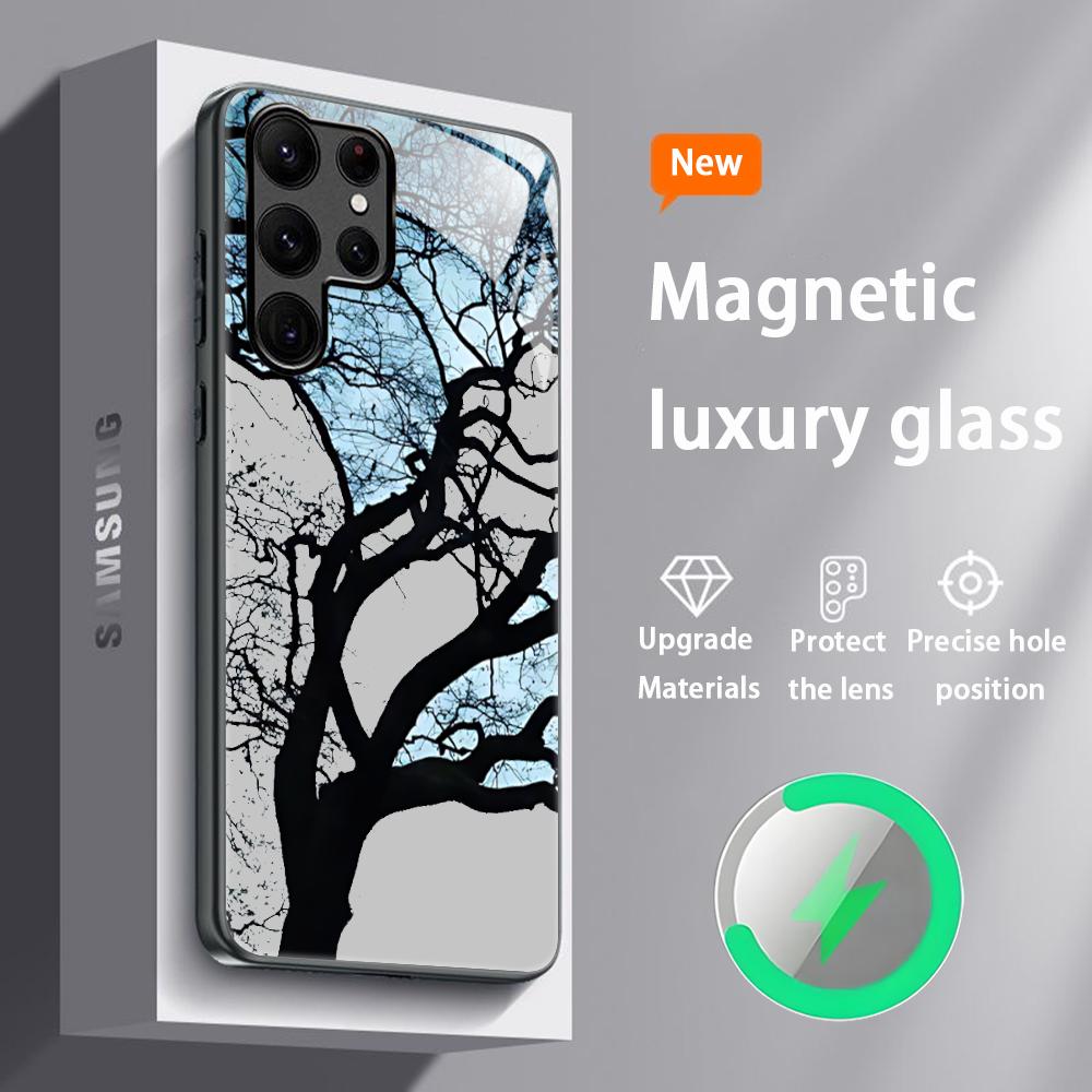 Tree design Beautiful Hot Phone Case For Samsung S26 S25 S24 S23 S22 S21 S20 Plus Ultra Glass Magnetic Case