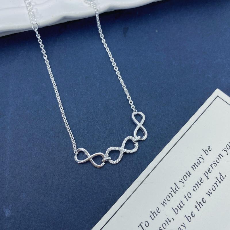 Sterling Silver Infinity Symbol Bracelet with Zircon - Elegant European & American Style for Women