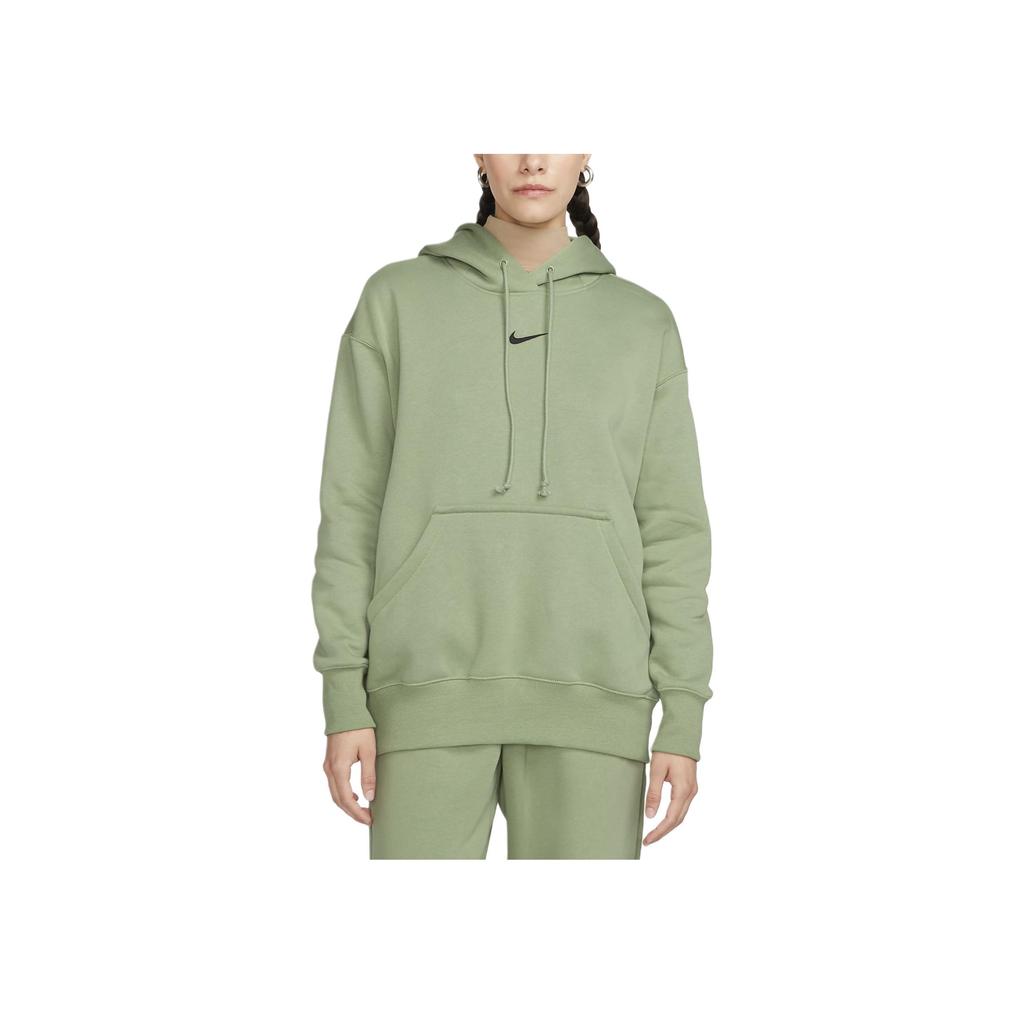 Nike Sportswear Phoenix Fleece Embroidered Solid Color Loose Drawstring Hoodie Women Hoodie Green DQ5860-386