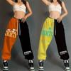 Plus Größe Kontrastfarben Hip Hop Lose Jogginghose Frauen Hohe Taille Lose Beiläufige Harem Hosen
