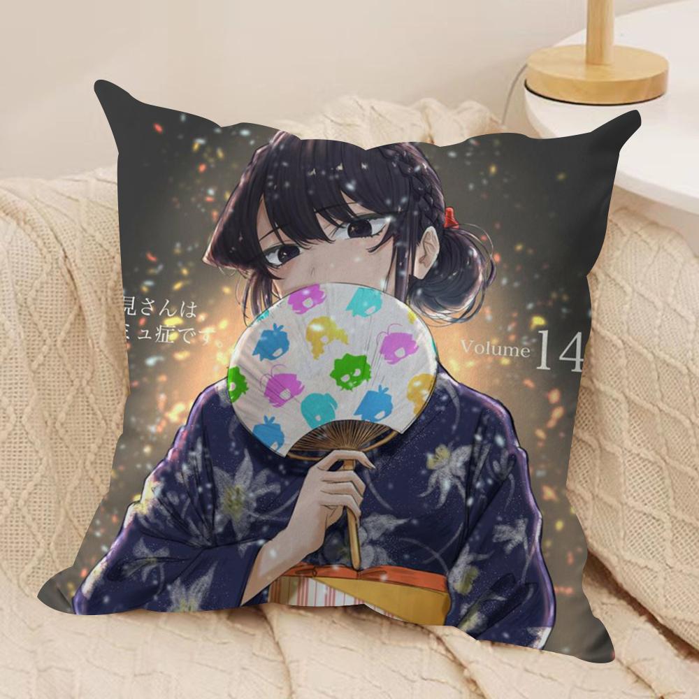 

KKomi Cant Communicate Cushion Cover Silky Short Plush DoubleSided Printed Pillow Case for Sofa All Seasons Home Decor Gift 30x30cm