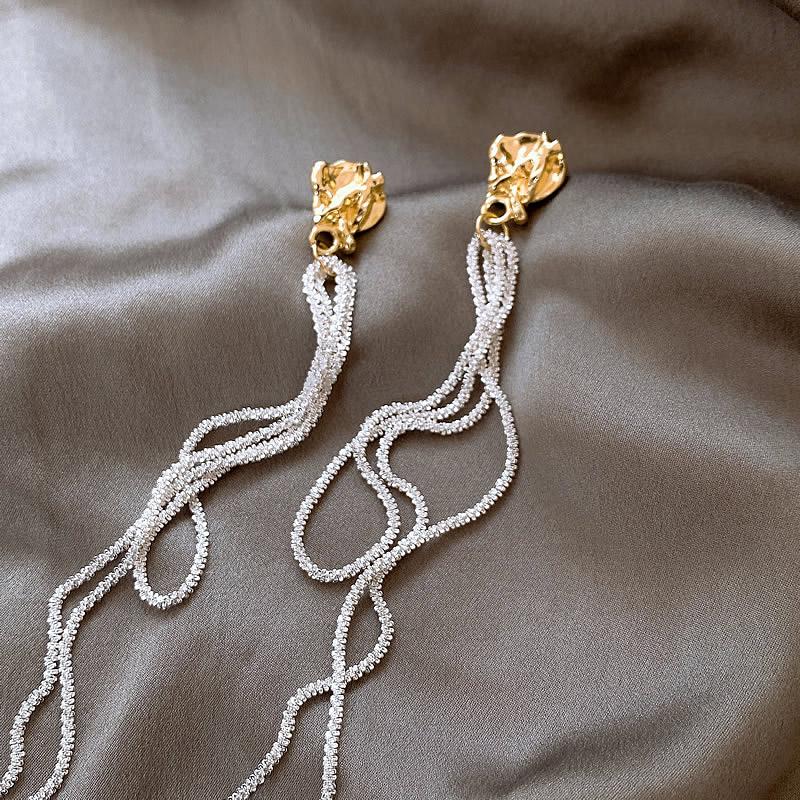 2026 New Super Long Silver Colour Tassel Pendant Earrings For Women s Temperament Accessories Fashion Jewelry Girl’s Earrings серебряный