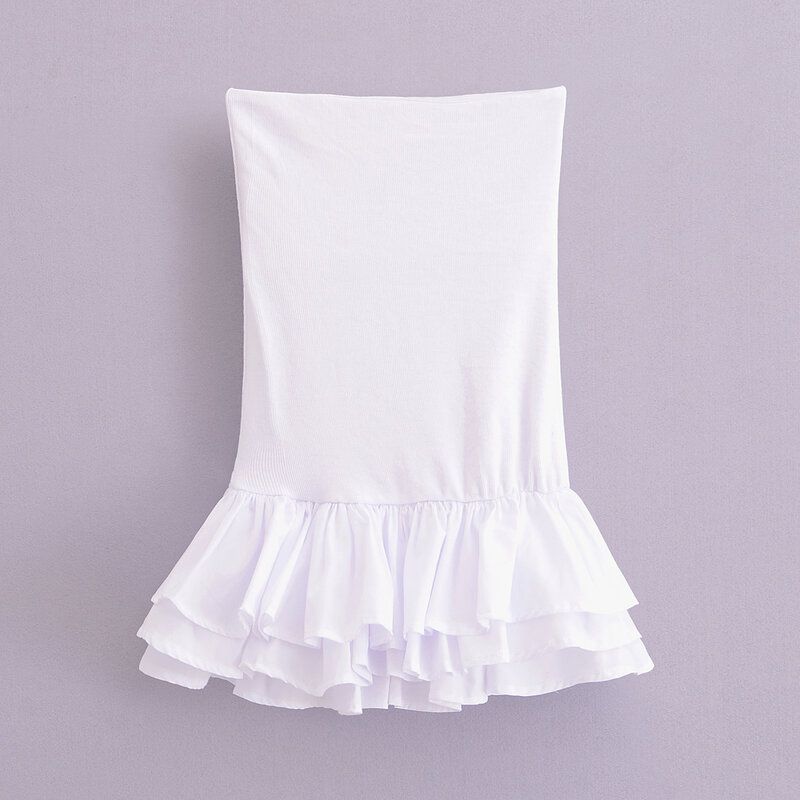 Fashion Style 2024 Summer New Women's Clothing Stylish Laminated Decoration Patchwork Short Dress 4174356