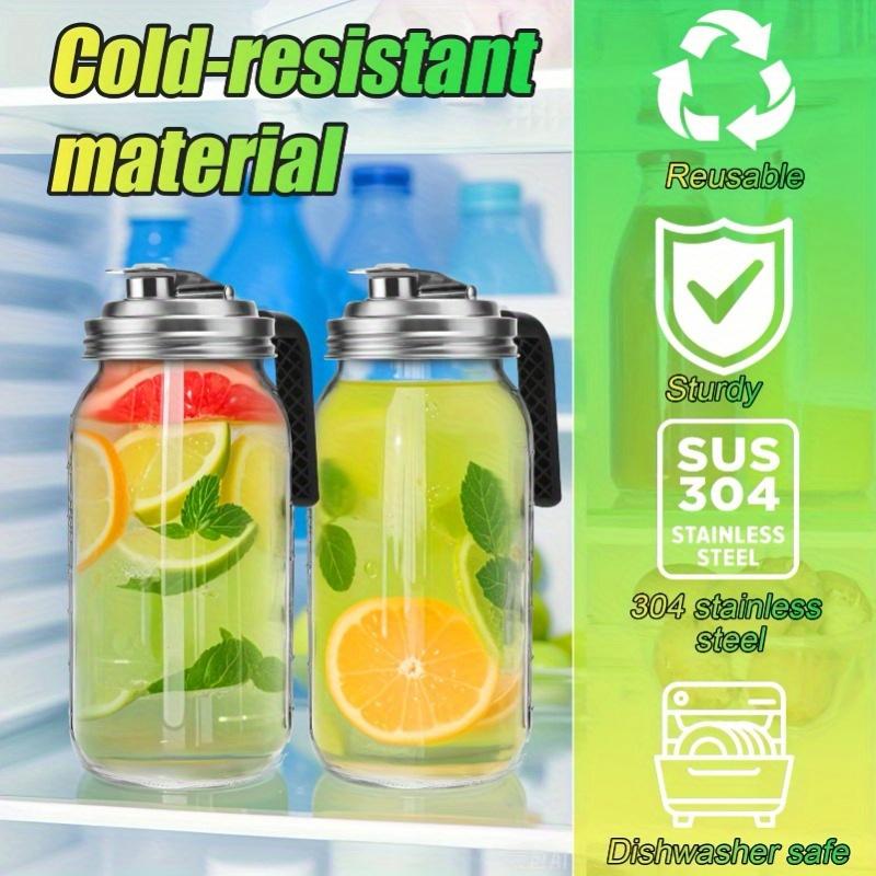 2pcs 304 Stainless Steel Mason Jar Lids with Handle - 86mm Spill-Proof Flip-Top Spout, Rust-Resistant, Leak-Proof Design for Kitchen, Camping, Travel